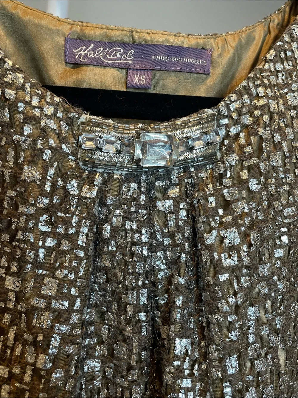 Hale Bob Embellished Metallic Tunic Dress - XS